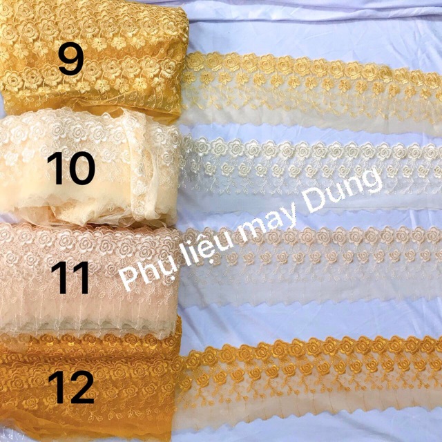 Ren lưới thêu bảng khổ 11cm: giá 20K/ 1 mét