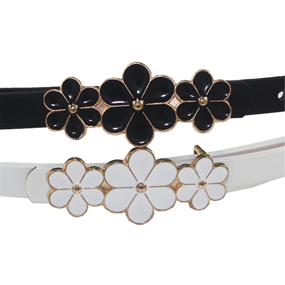 SmileFairyCC【COD &amp; Hàng Có Sẵn】Thắt Lưng Mỏng Co Giãn Đính Nút Hợp Kim Hình Hoa Thời Trang Sang Trọng Cho Nữ