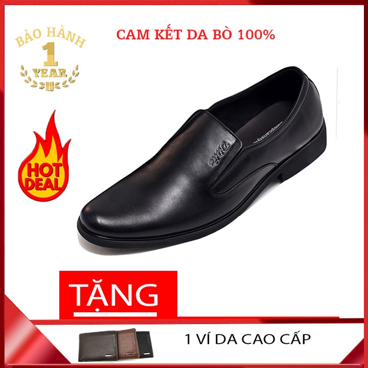 [SỐC MUA 1 TẶNG 1] Giày Tây Nam, Giày Công Sở Nam Da Bò TH741 Đen Khâu Đế Chắc Chắn [TẶNG VÍ DA CAO CẤP] | BigBuy360 - bigbuy360.vn
