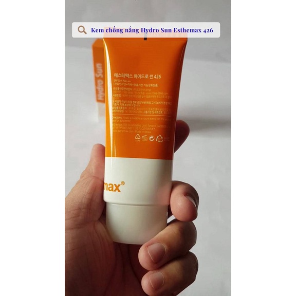 Kem chống nắng Vật Lý Hydro Sun Esthemax 426 SPF50+ PA+++, kem chống nắng vật lý dịu nhẹ, Chống tia UVA và UVB