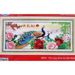 Tranh thêu chữ thập Phú quý bình an (chưa thêu) 88841