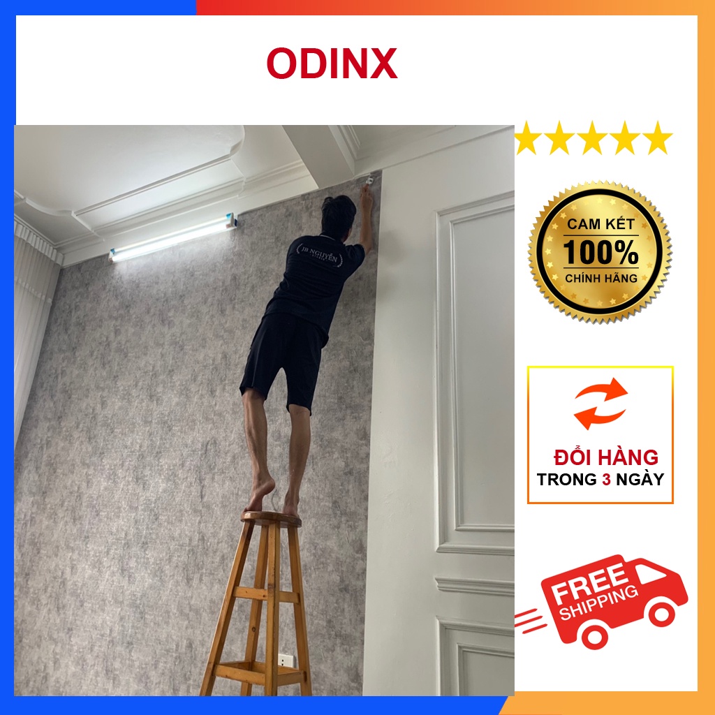 Giấy Dán Tường Xi Măng Vân Bê Tông 3d Nhám Lụa Không Keo Khổ 53cm Cuộn 10m ODINX