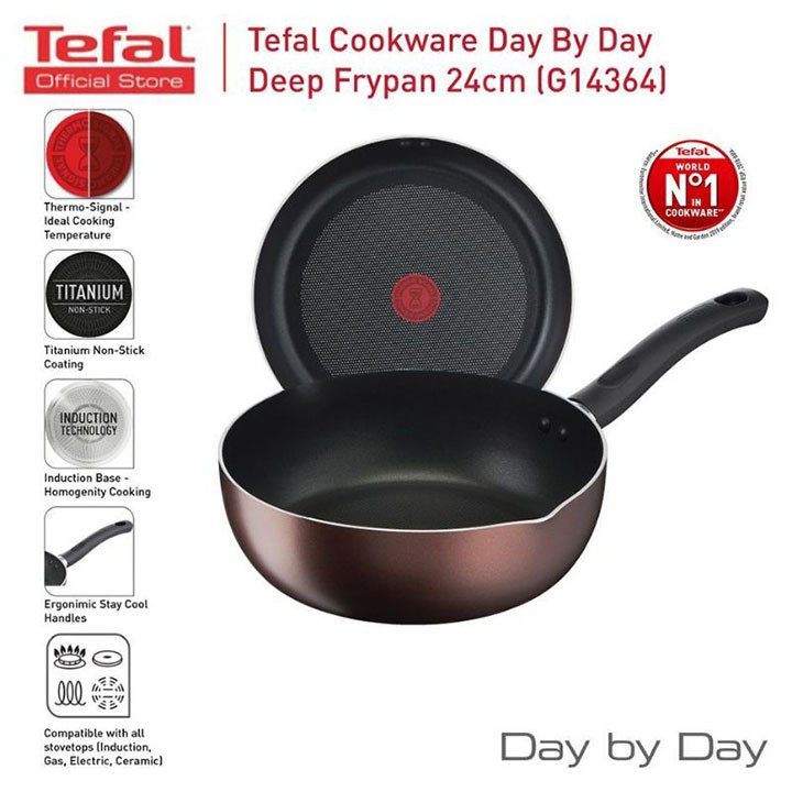 Chảo chiên sâu lòng Tefal Day By Day G1436405 24Cm - Hàng chính hãng