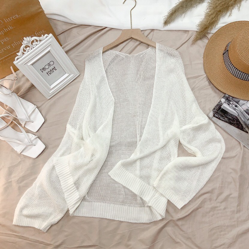 Áo Cardigan Len Dệt Kim Mỏng Nhẹ Đi Biển Khoác Ngoài Bikini Vintage Sexy - SVFA80b