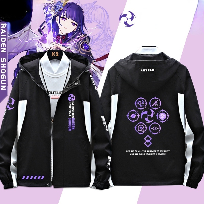 Áo khoác có mũ trùm đầu hóa trang nhân vật anime Genshin Impact Yuanshen hai chiều kích thước tùy chọn cho học sinh