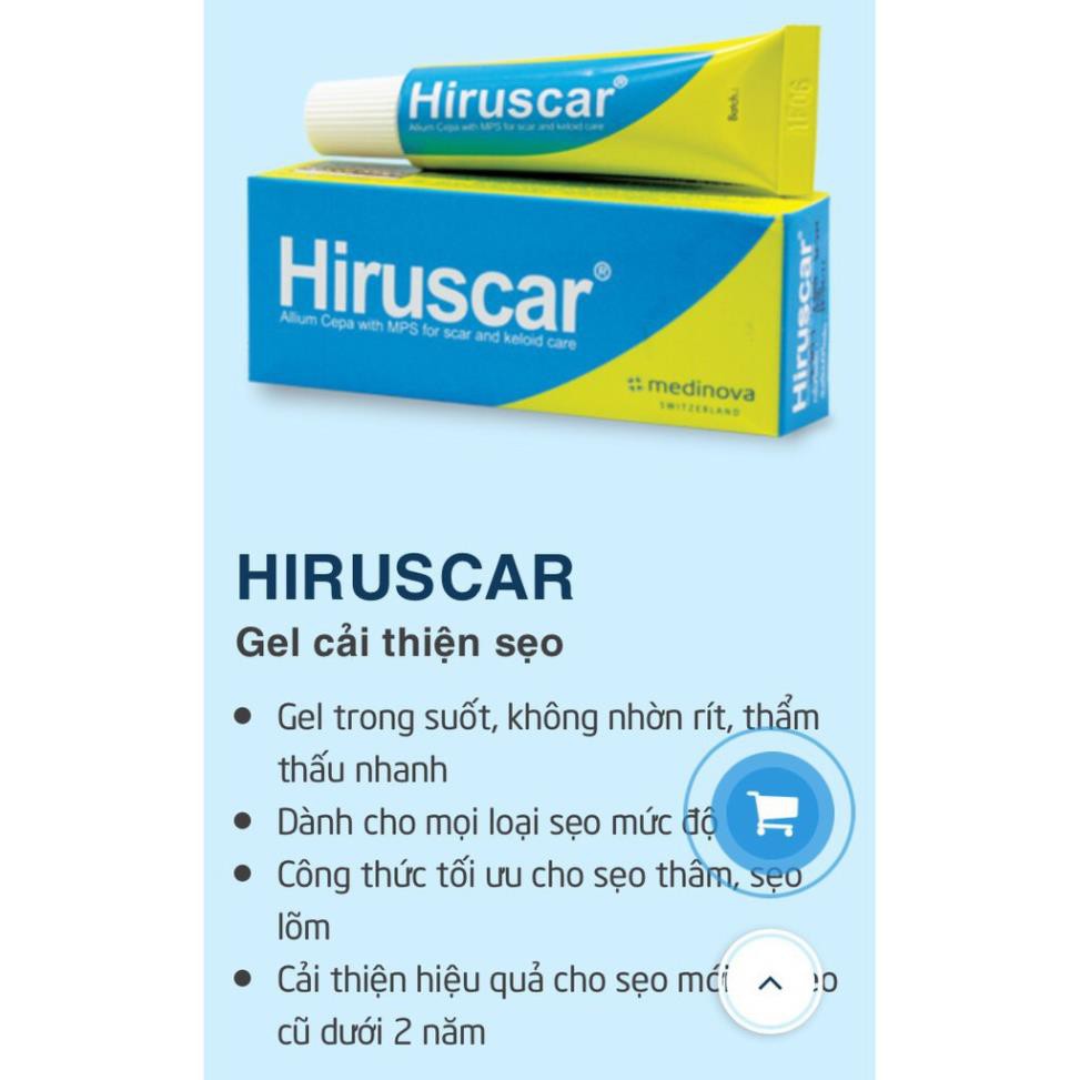 Hiruscar Gel cải thiện sẹo vừa, sẹo lõm, sẹo thâm 20g