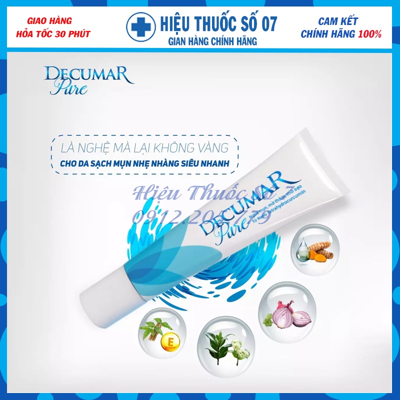 Gel ngừa mụn da mặt trong suốt Decumar Pure 15gr hoàn toàn mới[CHÍNH HÃNG]