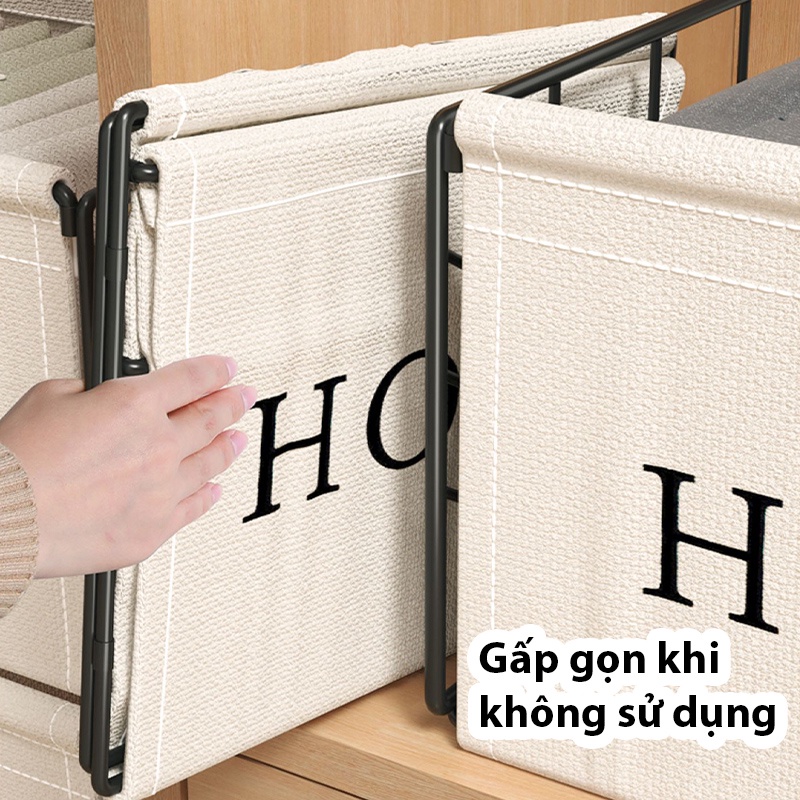 Hộp đựng quần áo khung thép vải canvas cao cấp, Hộp decor đựng sách và sắp xếp tủ mẫu mới 2022 BeeJoo