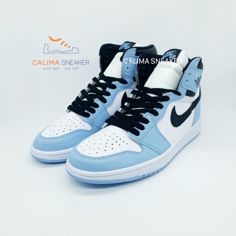 Giày Thể Thao Sneaker Jordan 1 High  Blue University, Giày JD1 Xanh Da Trời Cao Cổ Full BoxBill