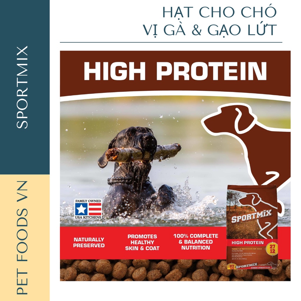 Hạt cho chó SPORTMIX High Protein 20kg vị Gà &amp; Gạo Lứt