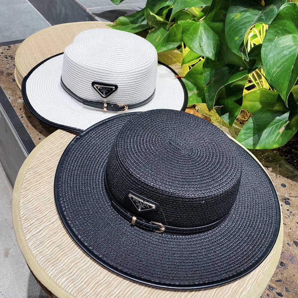 Mũ cói nữ đi biển thắt dây da không gây ngứa đầu cực sang chảnh Ròm House mũ cói phong cách Hàn quốc cao cấp