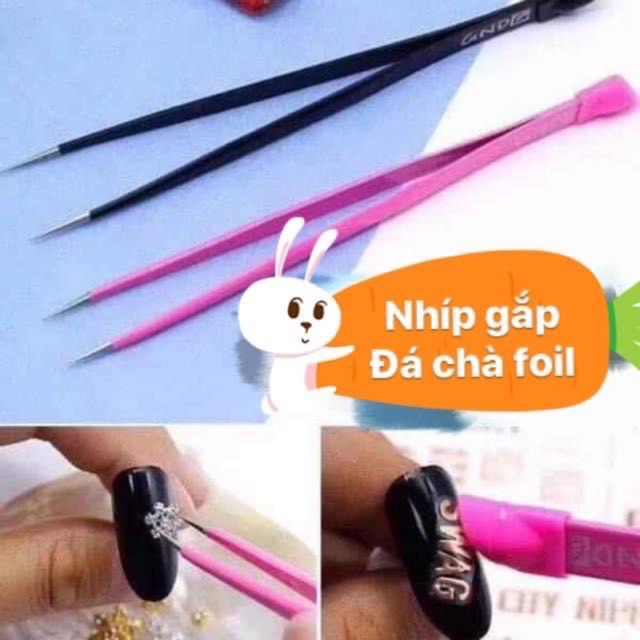 Nhíp gắp đá chà foil 2 đầu đa năng làm móng tay chân