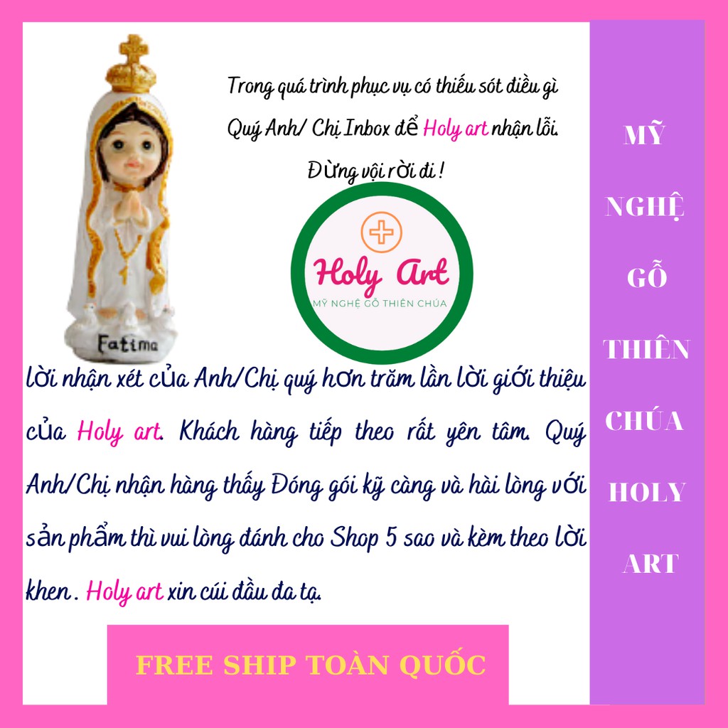 Tượng mẹ Vô Nhiễm (LỘ ĐỨC)-CHÚA NHỎ-THÁNH GIUSE [HOLY ART] BẰNG GỖ, CAO 10x 7cm [FREE SHIP] BÀN THỜ CÔNG GIÁO MINI