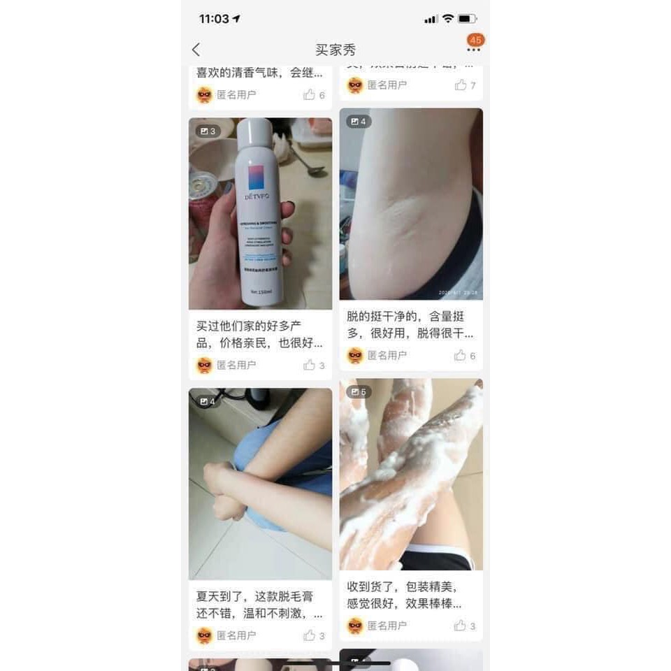 Kem xịt tẩy lông DETVFO nội địa Trung