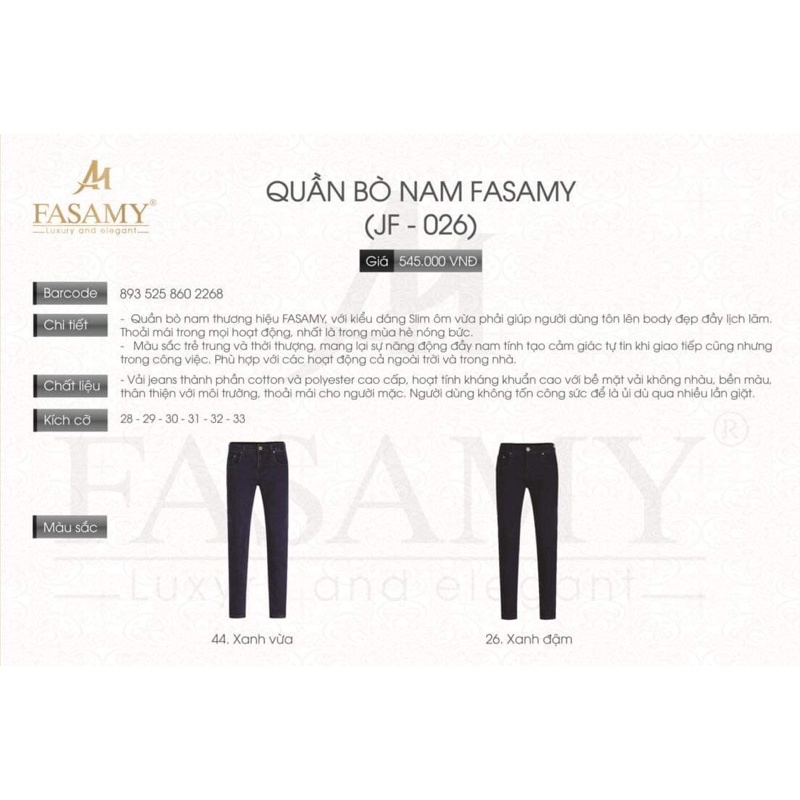 Quần Bò Nam Fasamy (026)