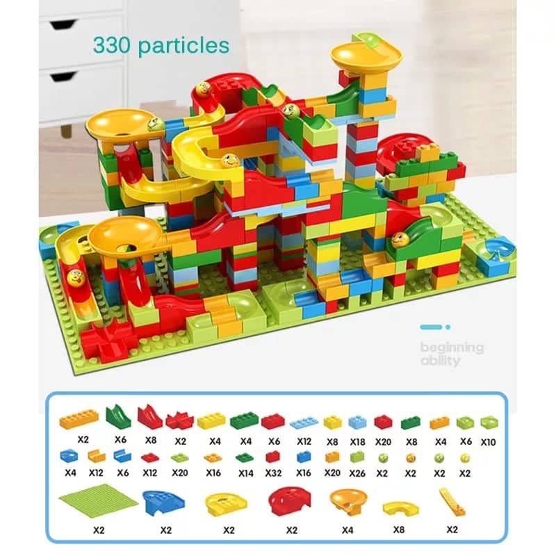 Bộ đồ chơi lego xếp hình sáng tạo lắp ráp cầu trượt thả bi  344 và 174 chi tiết cho bé