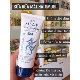 Sữa rửa mặt Hatomugi 130ml xuất xứ Nhật dành cho da nhờn ngăn ngừa mụn
