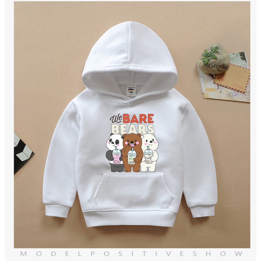 Áo hoodie we bare bears chúng tôi đơn giản là gấu màu trắng cho bé trai bé gái
