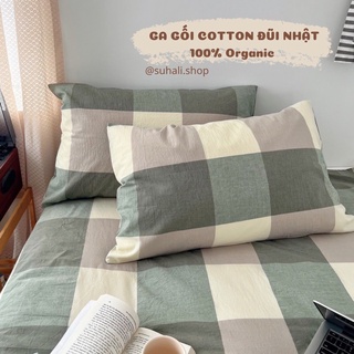 Ga gối 100% cotton đũi nhật - set 3 món vỏ gối và ga trải giường Suhali shop