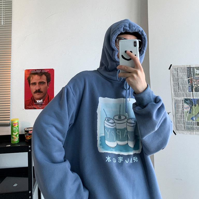 Áo hoodie dáng rộng phong cách Hàn Quốc trẻ trung thời trang cho cặp đôi Happy PT12, Áo sweater nam nữ có mũ | BigBuy360 - bigbuy360.vn