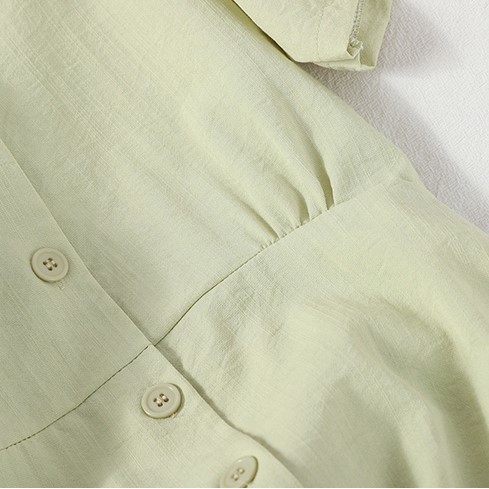 Váy Nữ Cộc Tay Cổ V Thắt Nơ Eo Chất Cotton Trơn Nhiều Màu Hàng Quảng Châu Loại 1 D03