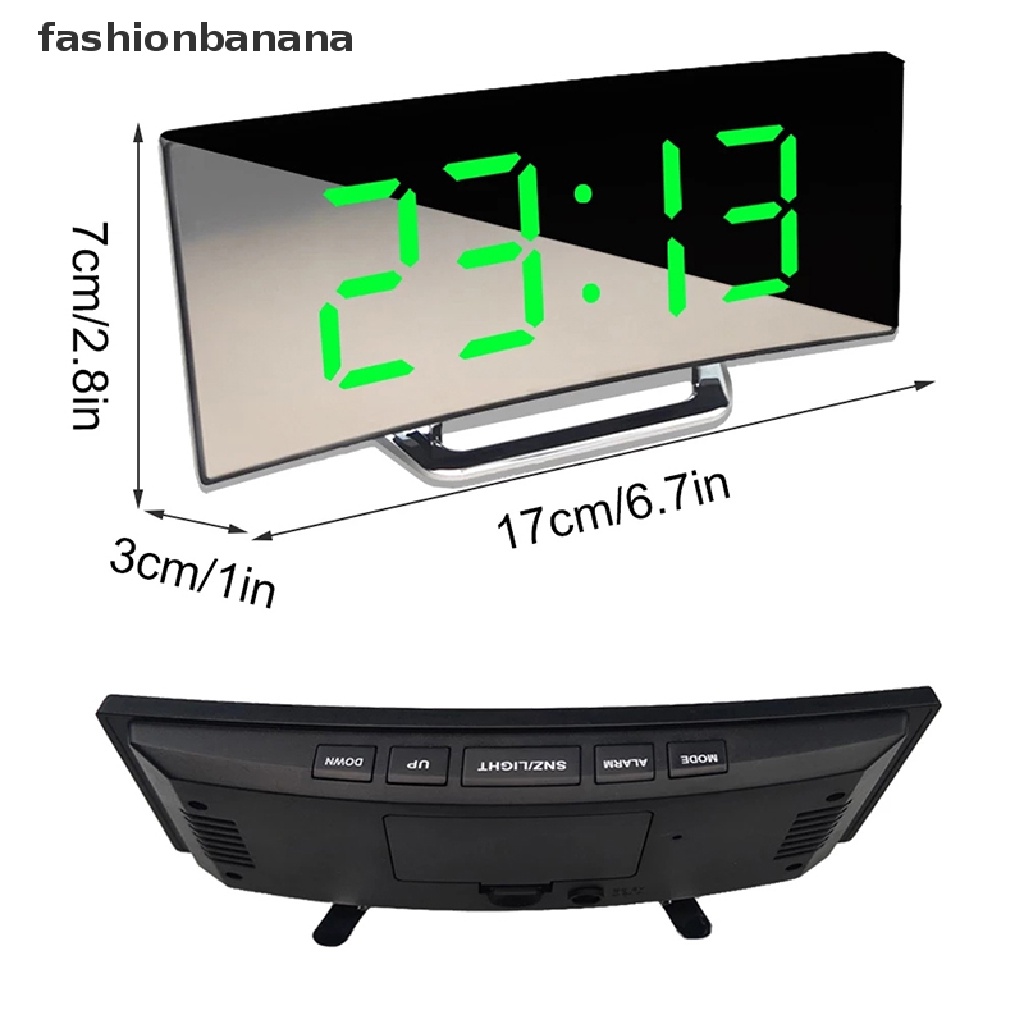 Đồng hồ báo thức kỹ thuật số 7 inch có đèn LED dạng cong để bàn