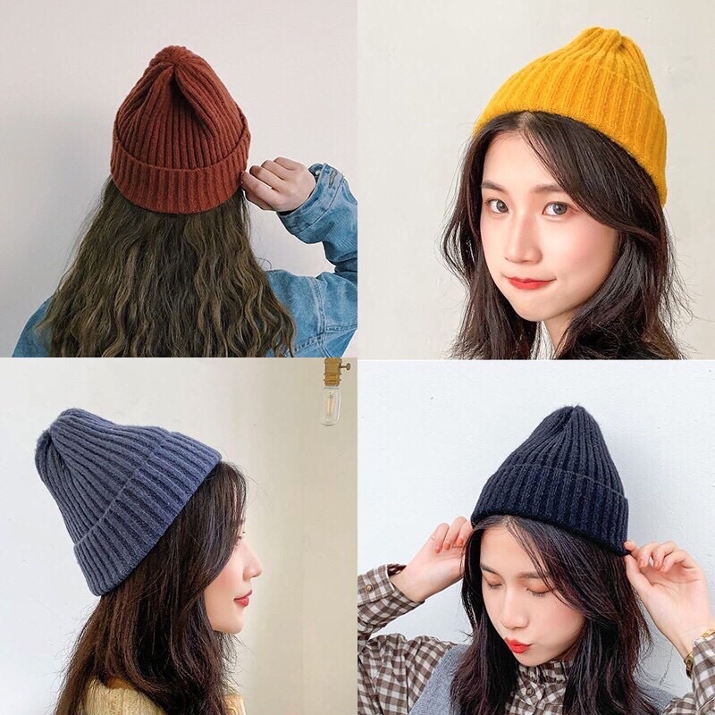 Mũ Len Gân Vintage Phong Cách Hàn Quốc
