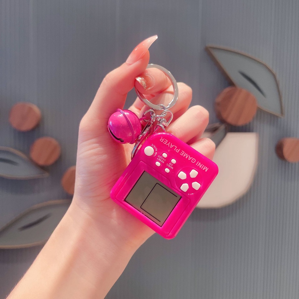 Móc khóa kiêm máy chơi game 4 nút mini cầm tay game xếp hình nhiều màu  balo túi xách, quà tặng bạn bè người thân -Ráp