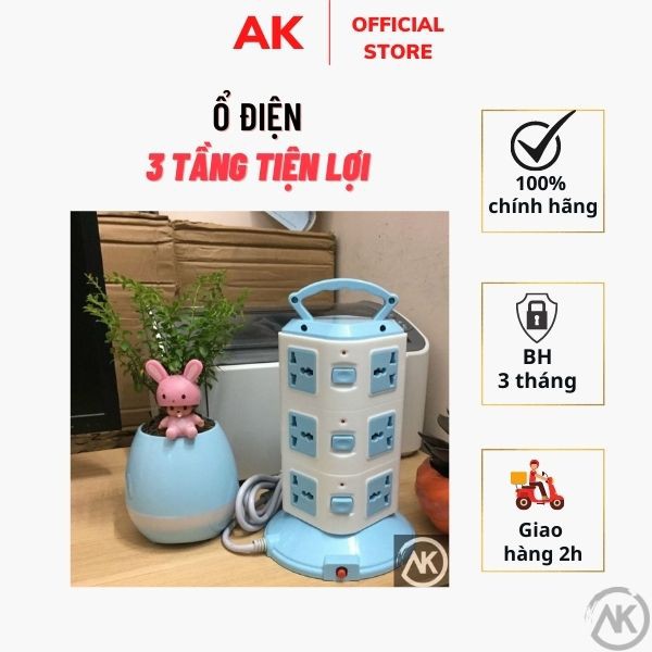 Ổ Cắm điện 3 tầng  Free Ship  Ổ cắm có công tắc riêng mỗi tầng tiện dụng