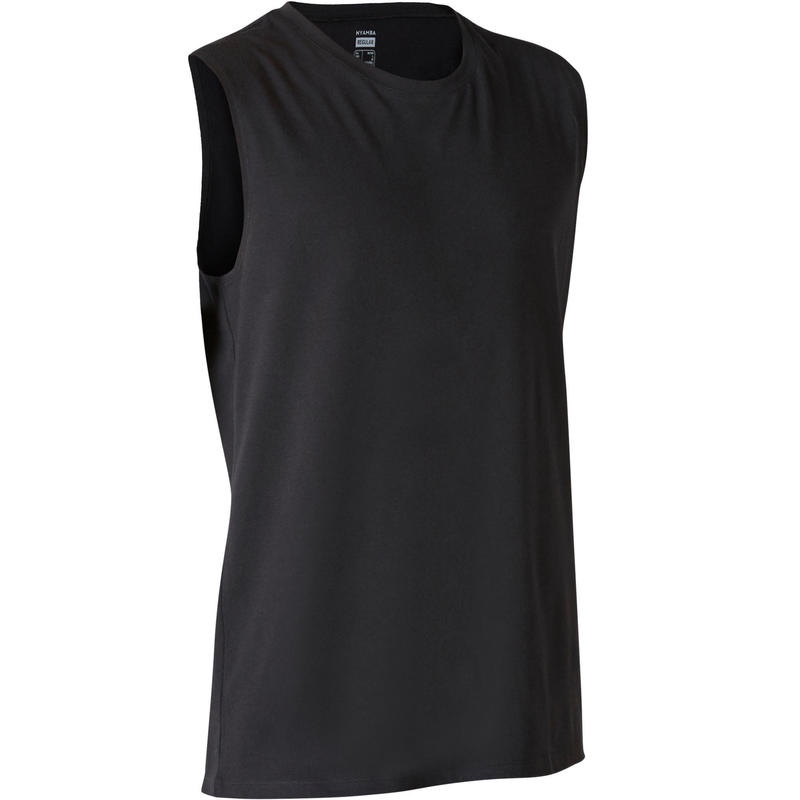 Áo thun thể thao không tay ôm vừa tập gym &amp; pilates Decathlon Nyamba cho nam - đen size 3XL