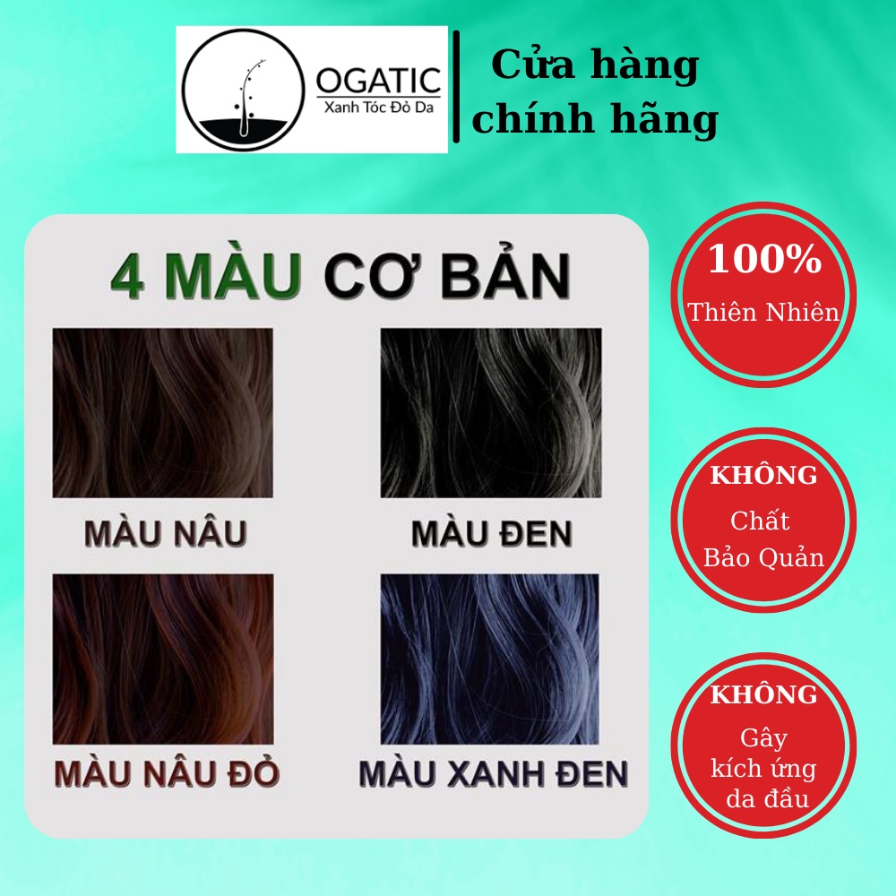 Thuốc nhuộm tóc màu đen Ogatic, nhuộm phủ bạc từ thiên nhiên, thuốc nhuộm tóc thảo dược an toàn không hóa chất