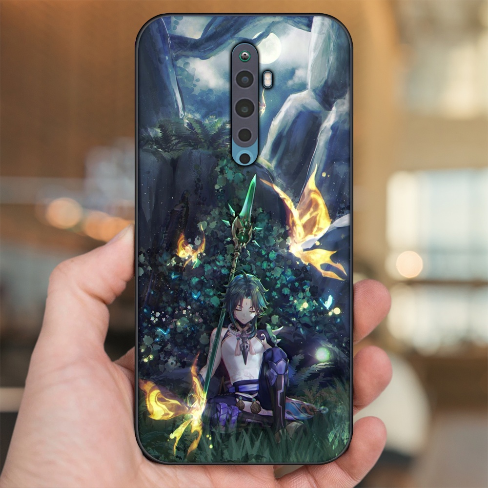 Ốp lưng Oppo Reno 2F viền đen in hình Xiao Genshin Impact