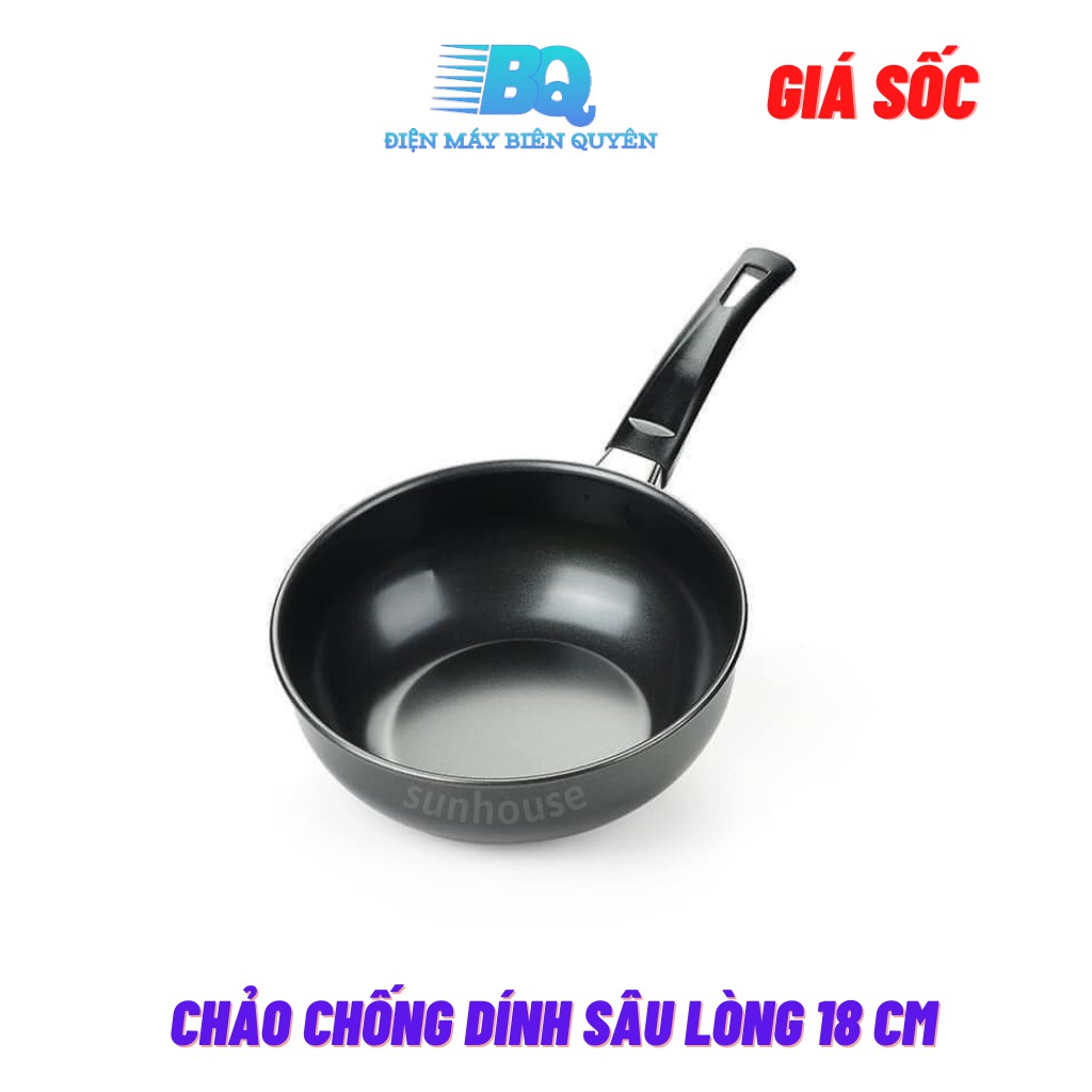 Chảo chống cính sâu lòng 18cm siêu bền dùng cho Mọi Loại Bếp