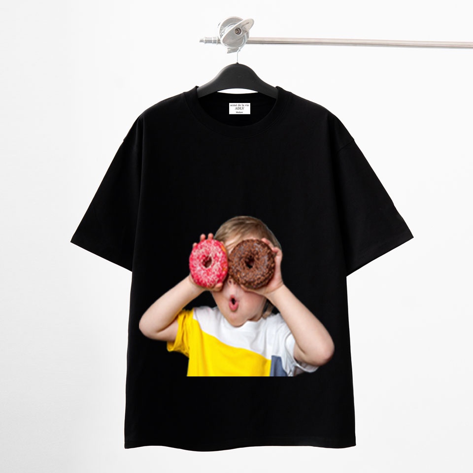 Áo Thun ADLV, Áo Phông ADLV Nam Nữ Cậu Bé Baby Face Donut cotton 100% (M1-2)