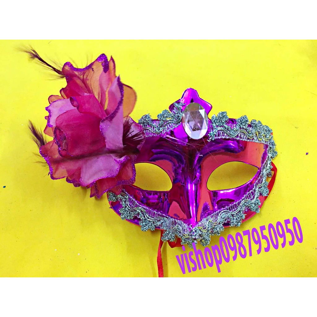 Mặt nạ nửa mặt lông vũ dạ hội 1 bông lông vũ quý phái sang trọng 2029 hóa trang Halloween
