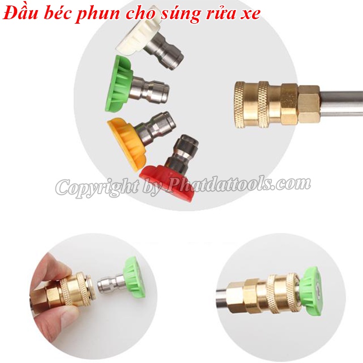 Đầu béc xịt rửa xe chỉnh tia 0-15-25-40 độ -Béc rửa xe đài loan gắn đầu súng rửa xe các loại