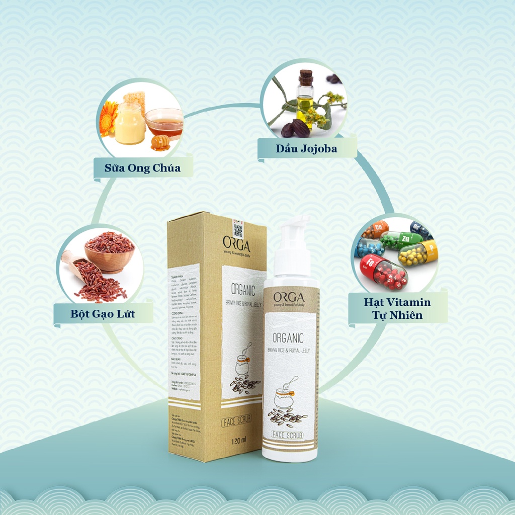 Tẩy Da Chết Gạo Lứt Brown Rice & Royal Jelly - Sạch Và Sáng Da, Mềm Da, Ngừa Mụn Le'Orga 120ml | BigBuy360 - bigbuy360.vn