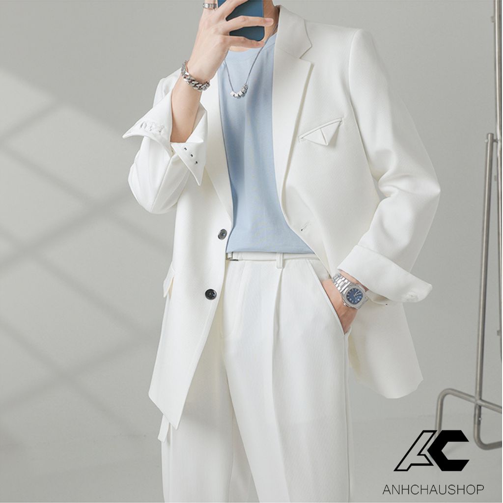 Set Blazer Nam Quần âu nam ANHMINH bộ vest nam gồm áo vest và quần âu lịch lãm sang trọng thời trang Hàn Quốc AD015