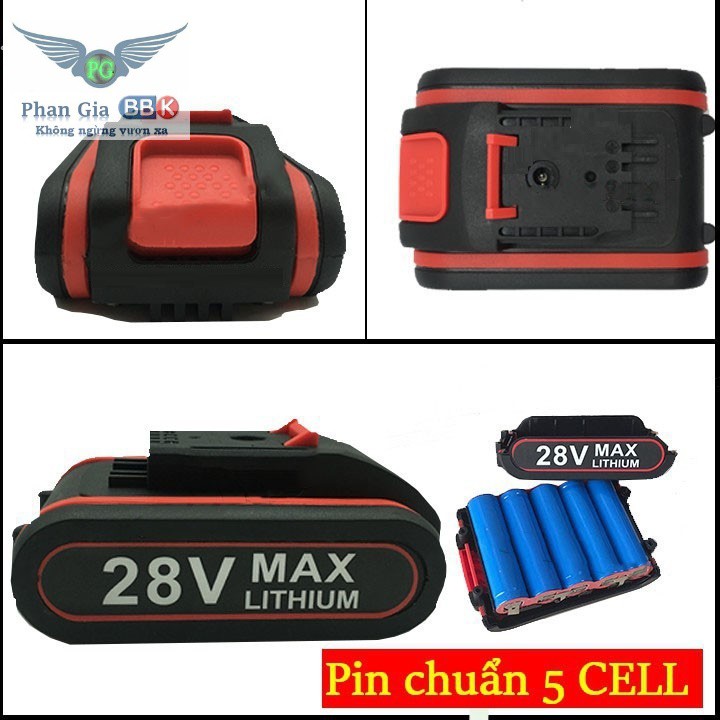 Pin Máy khoan Hitachi 28v có búa - PIN TRÂU 5000mAh - Thời gian sử dụng 3 tiếng - CHUẨN 5 CELL