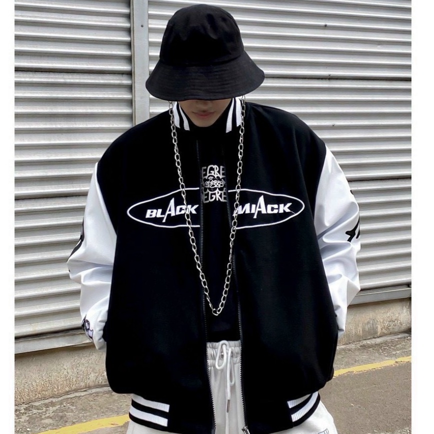 Áo khoác bomber vải dù nam nữ Unisex cao cấp 2 lớp dày dặn, áo khoác phao đẹp form rộng mặc đôi, couple màu đen K017 | BigBuy360 - bigbuy360.vn