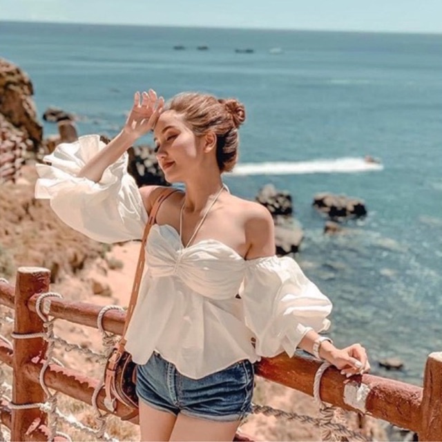 Áo trễ vai tay bồng cúp ngực (HÀNG SIÊU ĐẸP)