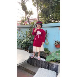 Áo dài nhung phối chân váy 2 lớp (kèm mấn)
