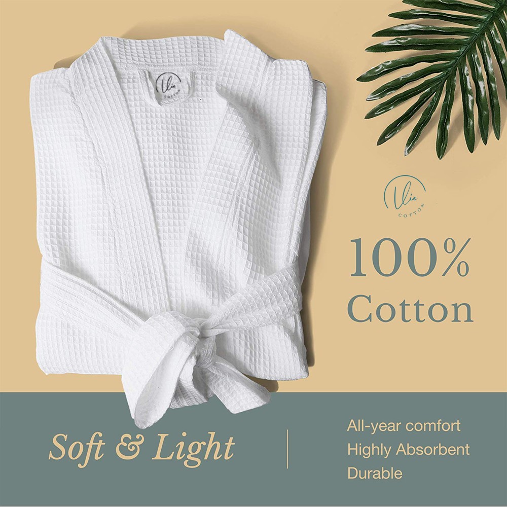 Áo choàng tắm tổ ong người lớn VIE 100% cotton cao cấp siêu nhẹ thoải mái - Phù hợp với cả nam và nữ