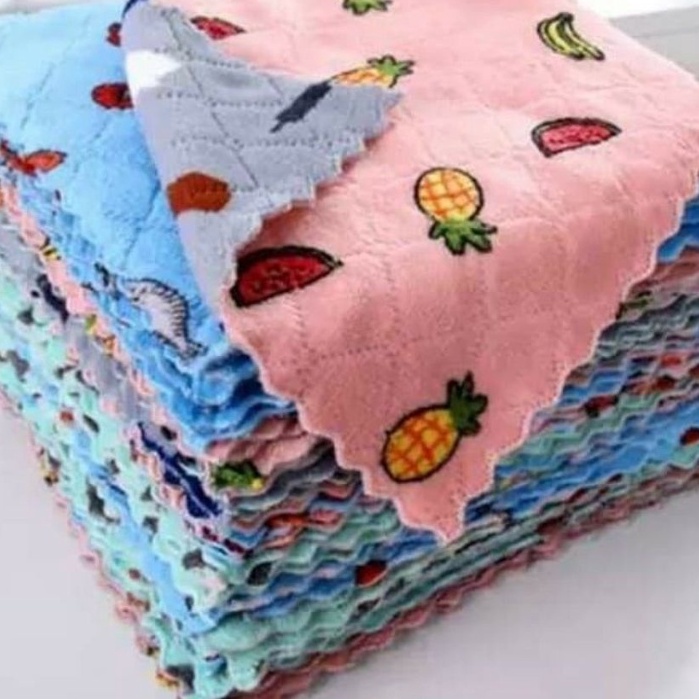 Khăn lau đa năng bếp, Rẻ lau bát đĩa, cốc chén thấm nước chống dính dầu mỡ 2 mặt mềm mịn, kháng khuẩn dễ giặt loại 1