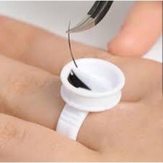 Nhẫn đựng keo nối mi, mực xăm 2 ngăn. Túi 100 cái