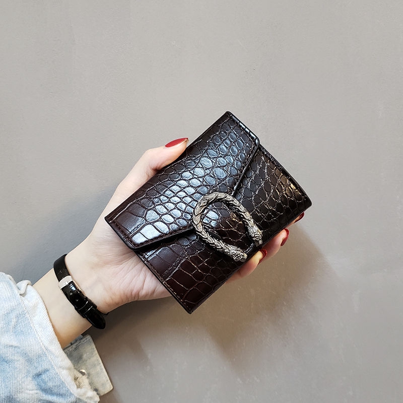 Printed new Korean women crocodile leather handbags short women's small wallet