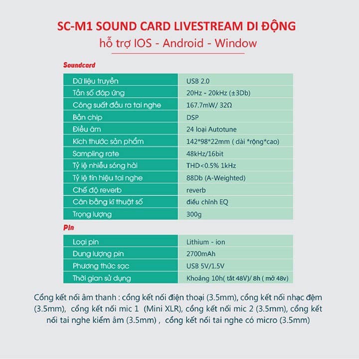 SOUNDCARD THU ÂM SC-M1 HÁT LIVESTREAM, THU ÂM TRÊN ĐIỆN THOẠI, MÁY TÍNH , HÁT