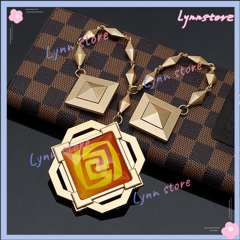 Trò chơi Genshin Impact Zhongli Metal Badges with Chain Vision Of God Cosplay Mặt dây chuyền Bộ sưu tập chất lượng cao Prop