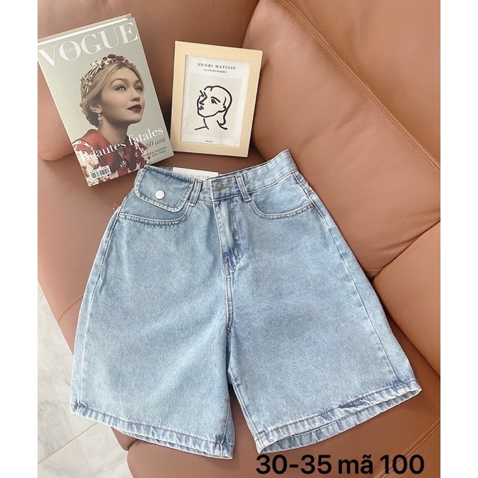 Quần Short Ngố Jean Nữ Bigsize Lưng Cao Túi Nắp Kiểu Một Bên Thời Trang VNXK Ms100