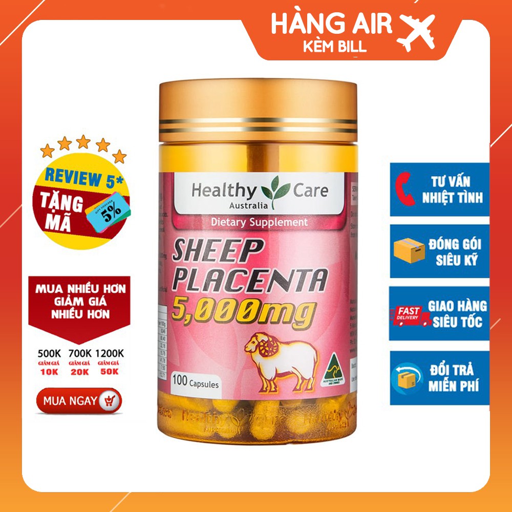 Viên uống nhau thai cừu Sheep Placenta Healthy Care 5000mg 100 viên